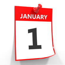 1 January Calendar Sheet With Red Pin.
