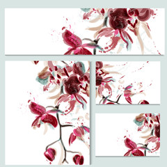 Poster - Floral templates or invitation with orchid flowers