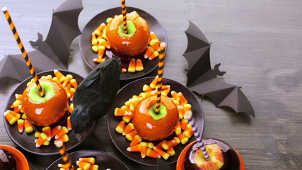 Wall Mural - Handmade orange candy apples for Halloween