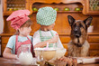© V&P Photo Studio - two little chefs enjoying in the kitchen making big mess. German