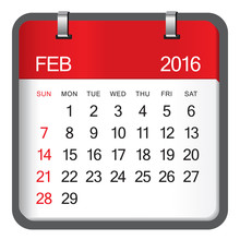 2016 Calendar- February