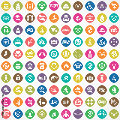 Fotografia insurance 100 icons universal set