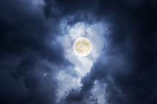 Supermoon In Clouds