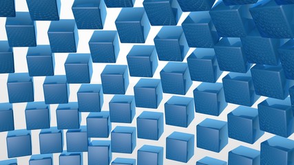 Poster - 3D abstract advanced technology background. Fragmented sphere formed by glossy cubes with room for your info