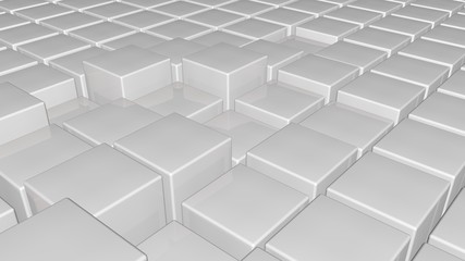 Poster - 3d glossy white plastic cubes field background