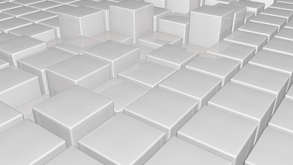 Poster - 3d glossy white plastic cubes field background