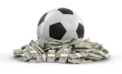 Poster - Soccer football with dollars. Image with clipping path