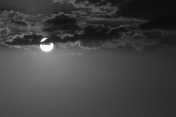 Wall Mural - full moon in the dark night, black and white monochrome image