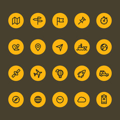 Poster - Different line style icons on color circles set. Technol