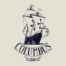 Columbus Day Vector. Santa Maria Rusty Sign