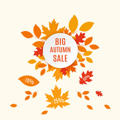 Wall Mural - Autumn foliage vector sale banner. Can be used for flyers, banners or posters.
