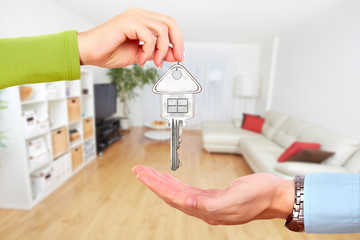 Wall Mural - Hand with house key.