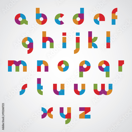 Fotografie, Obraz Colorful sectored font with rounded lower case letters.