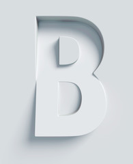 Fototapete - Letter B slanted 3d font engraved and extruded from the surface