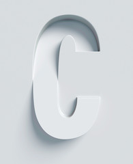 Fototapete - Letter C slanted 3d font engraved and extruded from the surface