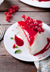 Wall Mural - Traditional crepe cake with custard and berry