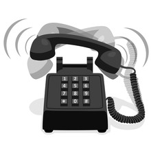 Ringing Black Stationary Phone With Button Keypad
