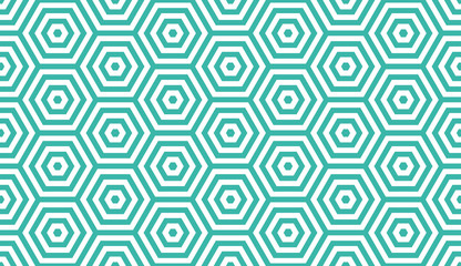 Wall Mural - seamless mint and white op art hexagon illusion pattern vector