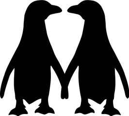 Sticker - Penguin couple silhouette