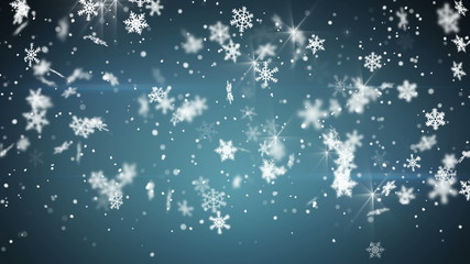 Sticker - snowfall on blue seamless loop christmas background 4k (4096x2304)
