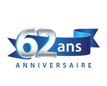 62 Ruban Bleu Logo Anniversaire