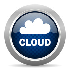 Aufkleber - cloud blue circle glossy web icon on white background, round button for internet and mobile app