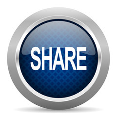 Aufkleber - share blue circle glossy web icon on white background, round button for internet and mobile app
