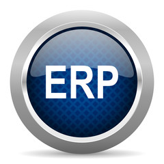 Aufkleber - erp blue circle glossy web icon on white background, round button for internet and mobile app