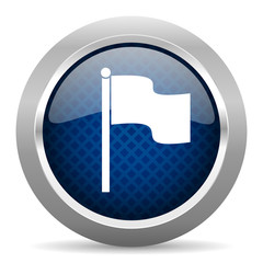 Aufkleber - flag blue circle glossy web icon on white background, round button for internet and mobile app