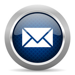 Poster - email blue circle glossy web icon on white background, round button for internet and mobile app