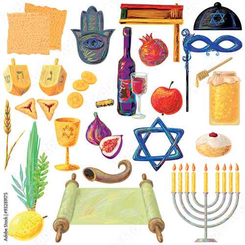 Fotomural Jewish holidays set Israel holidays