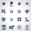 Vector black solar energy icon set