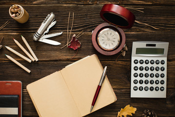 Wall Mural - business accessories on wooden table
