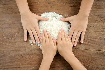 Wall Mural - Rice grain on kid hand