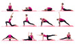 sport concept -beautiful slim sporty woman doing yoga in differe