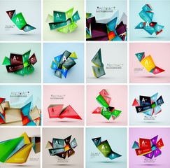 Set of triangle geometric 3d forms. Modern info banner abstract