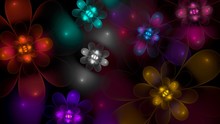 Abstract Fractal Colorful Flowers