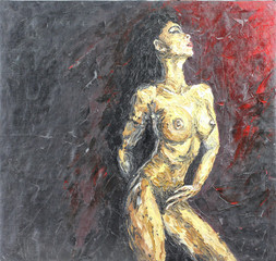 naked girl, oil painting