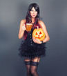 © merydolla - Beautiful witch in black gothic Halloween costume