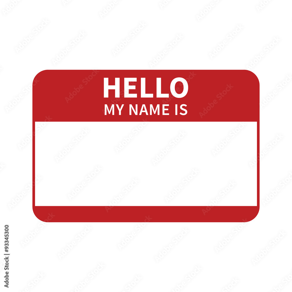 Hello, my name is introduction red flat label - obrazy, fototapety, plakaty 