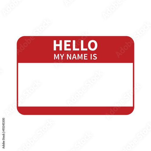 Fotografía Hello, my name is introduction red flat label