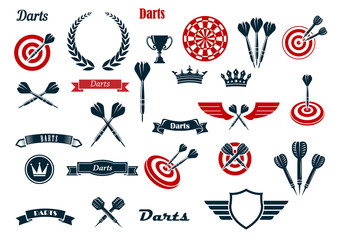 Wall Mural - Darts game ditems and heraldic elements
