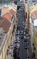 Naklejka na meble People and car crowds on Hybernska Street