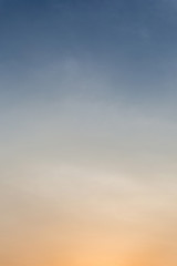colorful clear sky background, blue and orange sunset sky