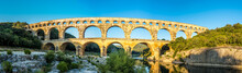 Panoramic View At Pont Du Gard Bridge