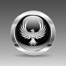Black Glossy Chrome Button - Flying Eagle