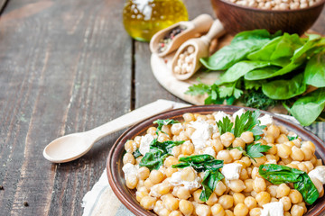 Wall Mural - chickpeas with spinach and feta