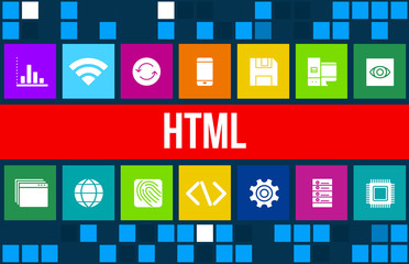 Wall Mural - html concept image with business icons and