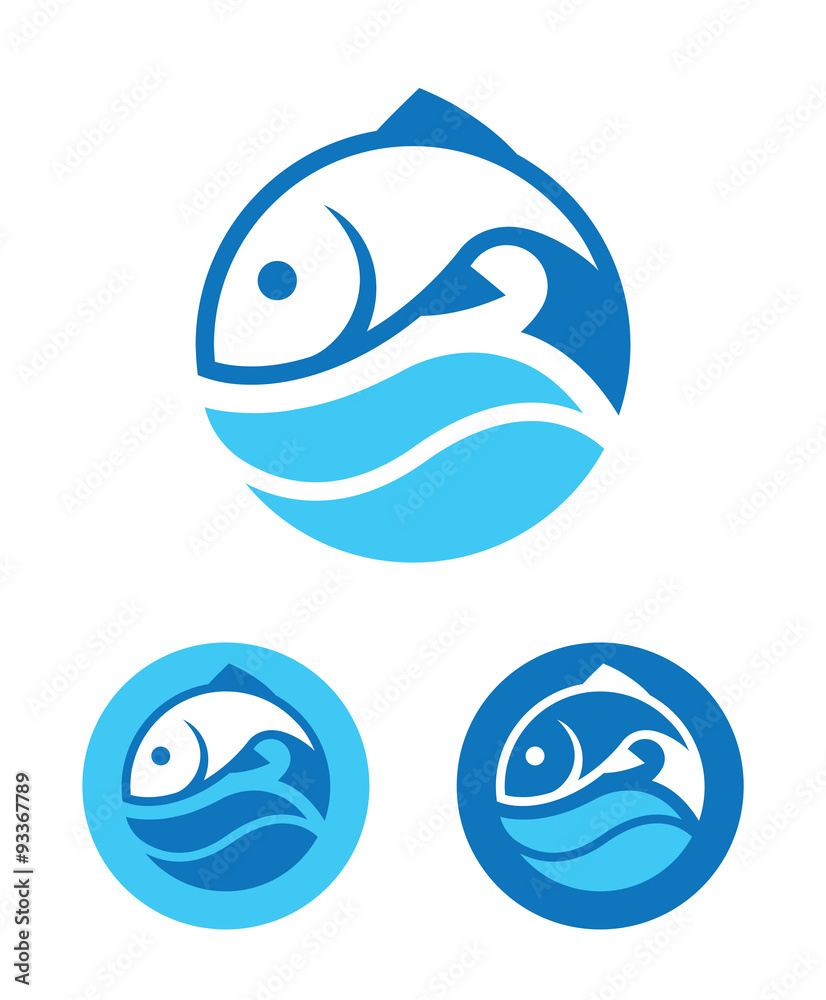 Fish Icon Shape Round Fish Icon Stock Vector | Adobe Stock