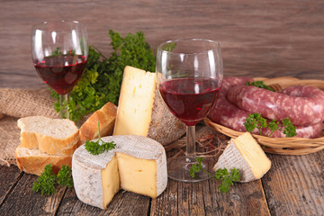 Wall Mural - wine and cheese
